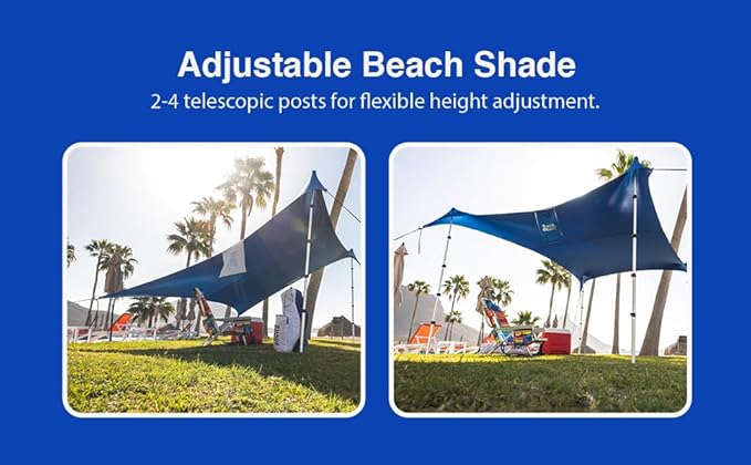 Beach Canopy Tent Sun Shade 9x8.5 FT – UPF50+ Portable Beach Tent Canopy with 2-Post Easy Setup Lightweight Carry Bag – Camping Picnic Backyard &amp Travel Sun Shelter