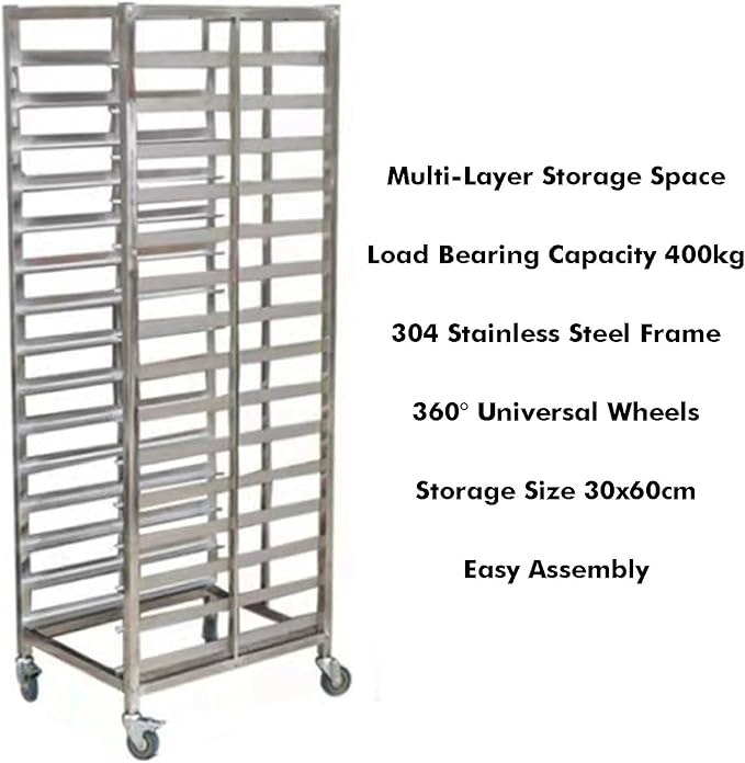 Quick Rack for Baking Pans15-Tier Rolling Bread Pan Rack - Quick Baking Solution for Food Service Bakeries &amp Restaurants - Heavy-Duty Stainless Steel Space-Saving Design Easy Mobility