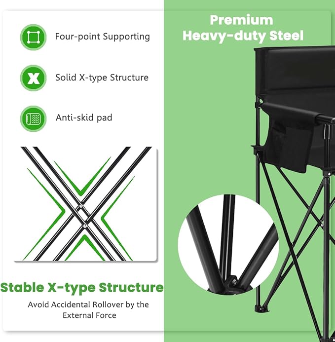 KOTEK Folding Beach Chair High Off Ground Portable Lawn Chair for Adults with Detachable Armrests Side Pocket &amp Carry Bag Camping Chair for Outdoor Hiking Travel Fishing Picnic &amp Conce