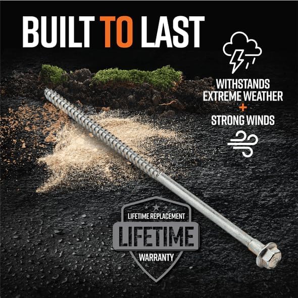 GroundGrabba Junior Stake Kit | Heavy Duty Screw-in Ground Anchors for Tents Outdoor Camping and Backpacking | 4 Stakes The Fang (4) 15mm Hex Driver (1)