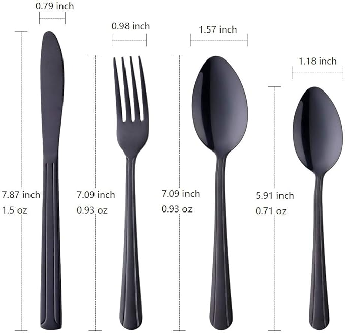 Buyer Star 24-Piece Black Silverware Flatware Set Stainless Steel Travel Eating Utensil for Picnic Camping Service for 6 Dishwasher Safe