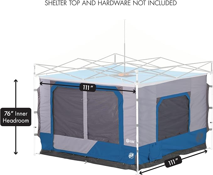 E-Z UP Camping Cube 6.4 Converts 10' Straight Leg Canopy into Camping Tent Royal Blue (Canopy/Shelter NOT Included)