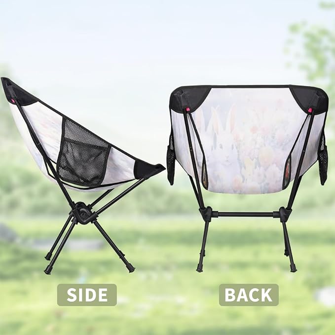 Animal Rabbits Camping Chair Lightweight Portable Chairs for Adults Easy Installation Outdoor Foldable Camping Chair for Camping Fishing Hiking Picnic Beach
