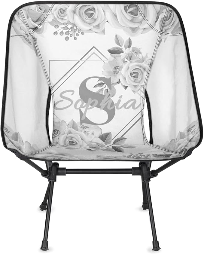 Camping Chair Personalized Backpacking Chair Lightweight Portable Folding Customized Name Chairs for Beach Sport Hiking (Light Gray)
