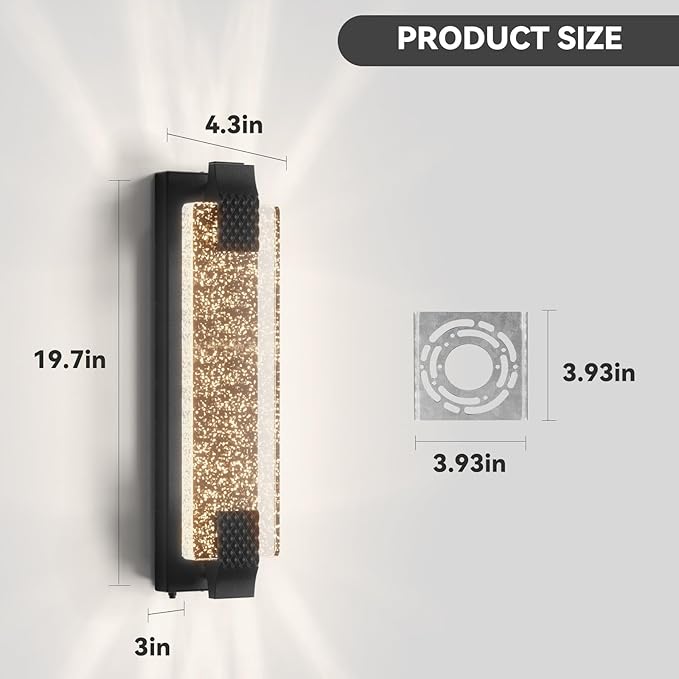 camuucci Dusk to Dawn Outdoor Light19.7 Inches LED Porch Lights Outdoor Waterproof Modern Outside Sconce Wall Mount for Doorway Hallway Porch Patio Yard Doorway Black