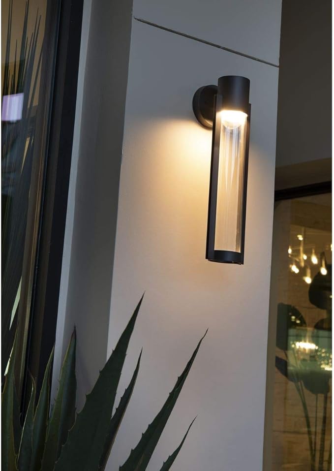 Progress Lighting Z-1030 LED Collection 1-Light Clear Glass Modern Outdoor Medium Wall Lantern Light Textured Black 20.00x5.13x5.13