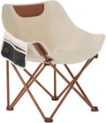 Portable Lightweight Camping Chair Foldable Chair with Carry Bag and Side Pocket Compact Outdoor Chair for Camping Essentials Hiking Fishing Beach Picnic (Khaki)