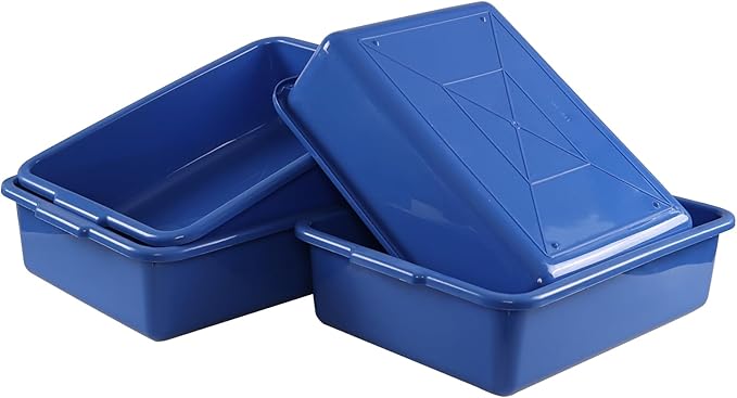 13 L Commercial Bus Tubs Box 4 Packs Plastic Dishpan Wash Basin Blue