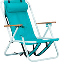 1Pcs Folding Beach Chair Set for Adults4 Position Portable Backpack Foldable Camping Chair with Headrest Cup Holder and Wooden ArmrestsAdjustable high Beach Lounge Chairs for Outdoor (1PcsLightBlue)