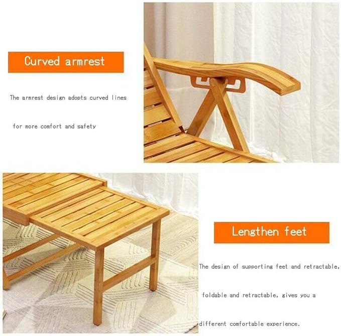 Summer Chair Dual Purpose Folding Bamboo Woven Folding Recliner Recliner Sun Office Chair Armchair Garden Chair Lounge Chair Sun Beach Chairs Send CushionBrown