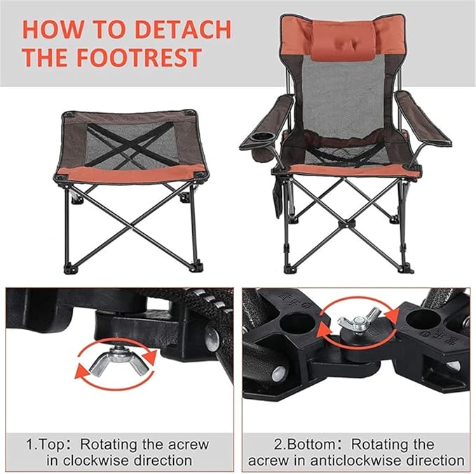 2 in 1 Camping Chair with Footrest Recliner Folding Chaise Lounge Chair for Fishing Beach (Color : A Size