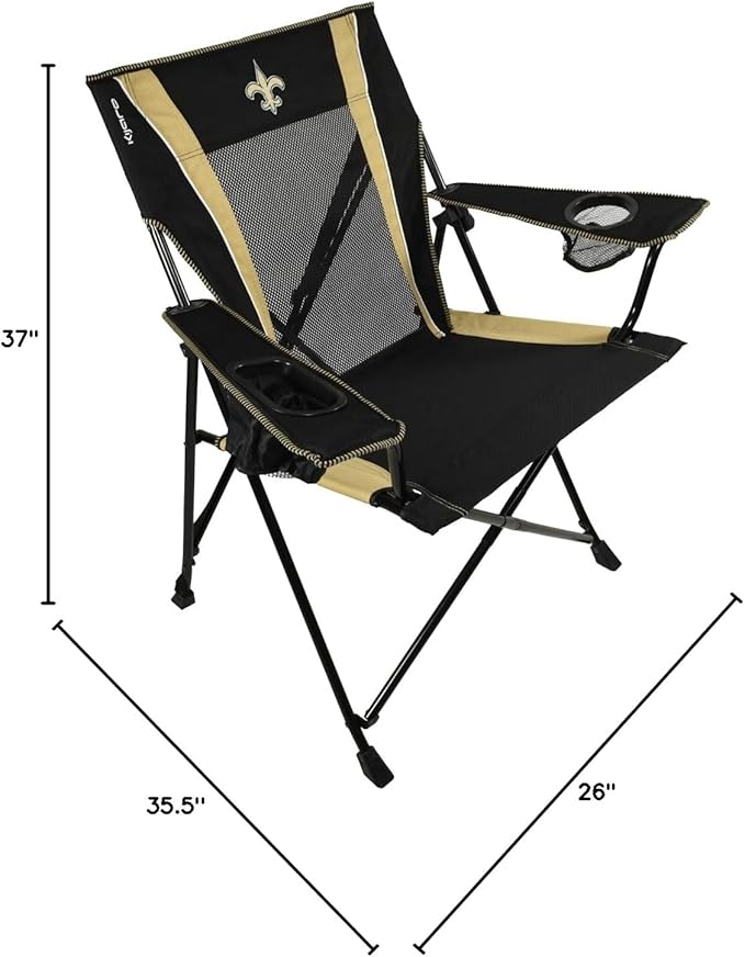 Kijaro NFL Sports Fan Folding Chair 26 L x 35.5 W x 37 H New Orleans Saints