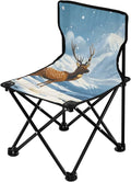 Elk Snowy Mountains Portable Camping Chairs Folding Chair - Durable Oxford Fabric Lightweight Iron Frame Easy Fold Design - Ideal for Outdoor Activities Camping Fishing and Travel