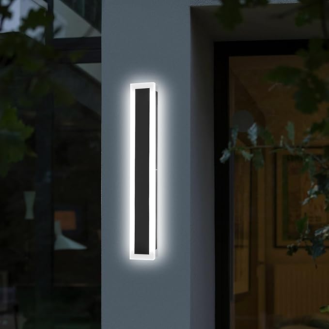 Modern Wall Lights Outdoor 24 Inch Outdoor Wall Sconce Dimmable 3000K-6000K Modern Exterior Lights IP65 Waterproof Exterior Long Wall Light for Doorway Porch Stairway Patio