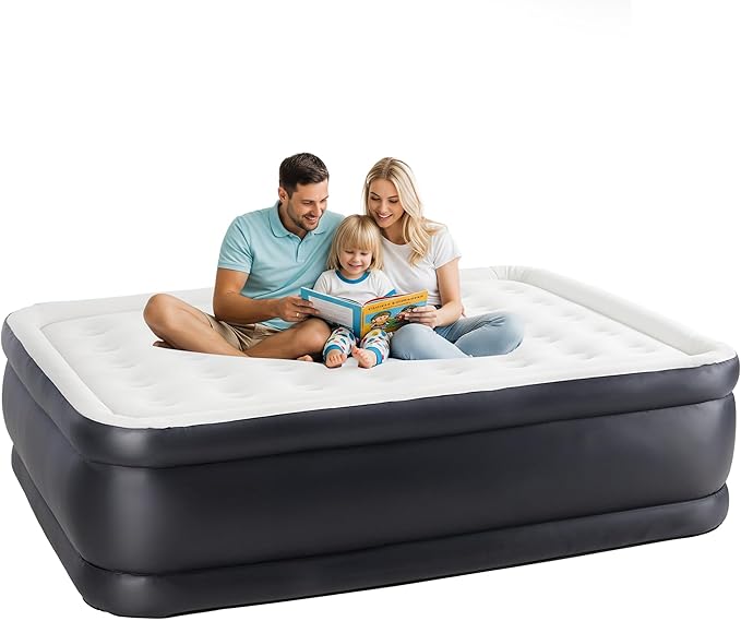 Simple Deluxe Camping Air Mattress with Built-in Electric High-Speed Pump Blow Up Inflatable Airbed with Carrying Bag for Home Guests &amp Travel Waterproof Foldable Portable
