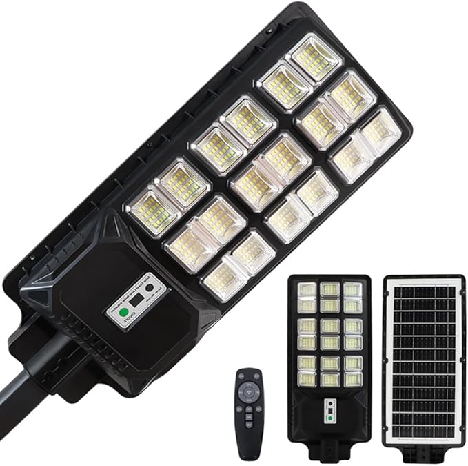 Solar Street Lights Outdoor Waterproof6000w Dusk to Dawn Solar Parking Lot Light with Lamp Pole Motion Sensor Security Flood Light for Commercial Yard Garden Garage Sideway