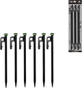 CAMPINGMOON 15.7-inch 6pcs Carbon Steel S45C Black Skin Cation Electrodeposition Coating Tent Stake for Hard Ground T-40-6P