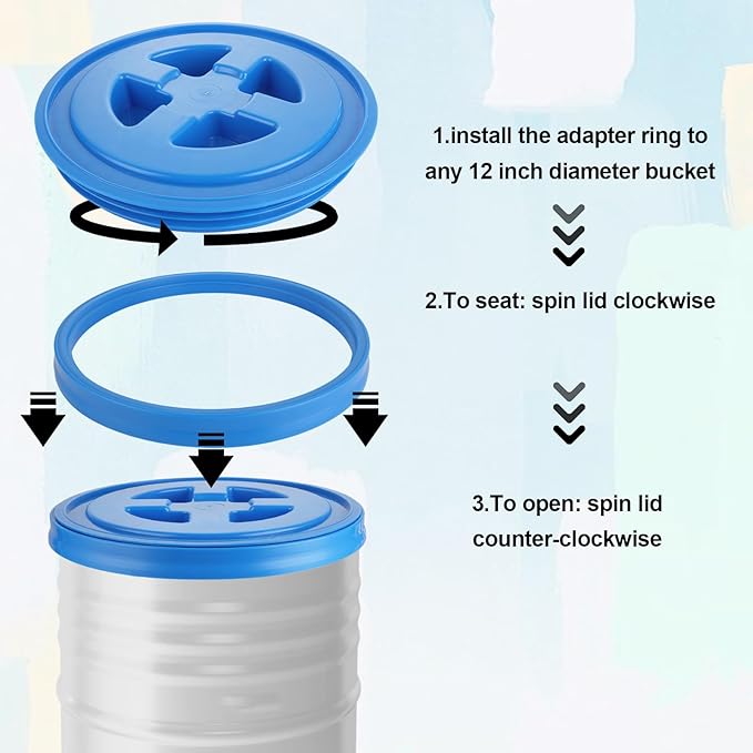 4 Pieces 5 Gallon Leak-Proof Bucket Lid Food Grade Plastic Storage Buckets Screw Seal Lids Screw Pail Lid Pet Food Storage Chicken Feeders Paint Storage Compatible with Gamma (Color)