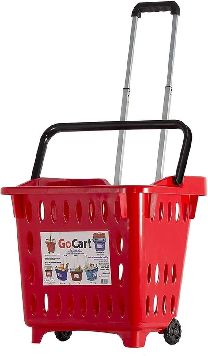 dbest Products Gocart Red (5 Pack) Grocery Cart Shopping Laundry Basket on Wheels