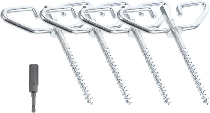 ABOOFAN White Electric Ice Anchors with Drill Adapter for Ice Tent Shelter Steel Tent Stakes for Winter Fishing