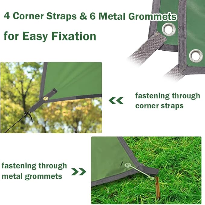 ayamaya Tent Footprint PU 3000 Waterproof Tent Ground Cloth Large Size for 2-8 Person Family Camping Tents Ground Sheet Mat with 6 Tent Stakes for Camping Hiking Picnic - 13x9FT /8x7FT /6x7FT /5x7FT