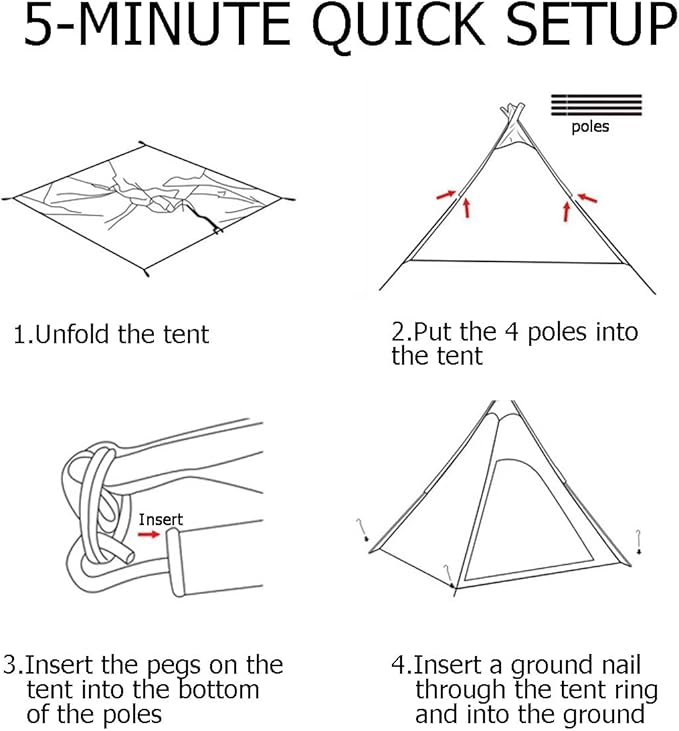 Canvas Tent Teepee Tent for Adults 210G Cotton with Double Door 3 Seasons 2-3 Person for Family Outdoor Camping Parties Glamping