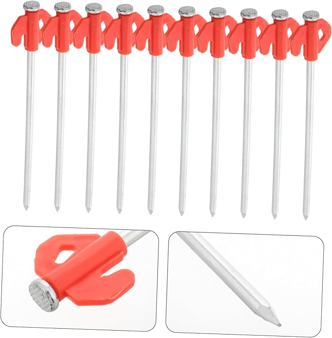 Balacoo 20Pcs Heavy Duty Windproof Metal Tent Stakes Durable Ground Pegs for Camping Canopies and Garden Decorations Effortless Installation and Reliability
