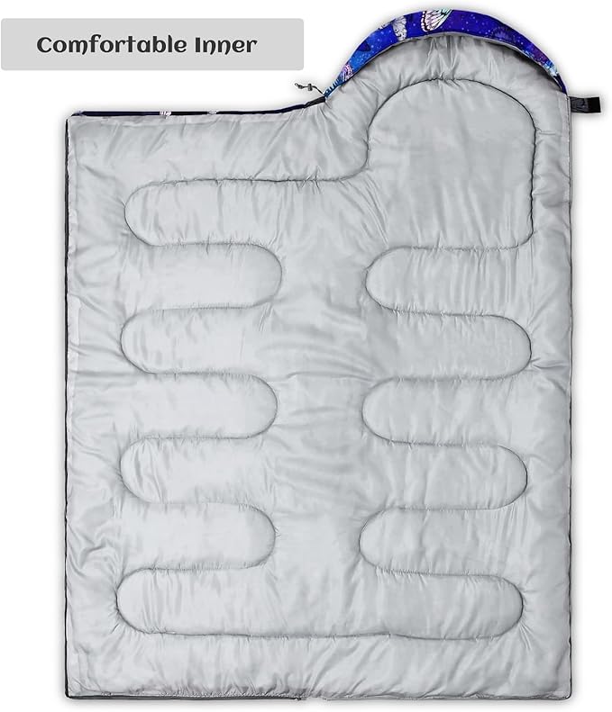 Sleeping Bags for Adults Youth Kids3D Printing Camping Sleeping Bag for Girls Boys Lightweight Waterproof Cold/Warm Weather Sleeping Bag for 3 Seasons
