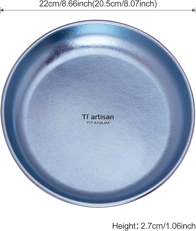 Titanium Plate Camping Picnic Tableware 27fl oz Cooking Utensils Extremely Light Dishes Bowl 110g (TA8220B)