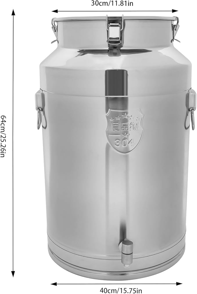 76L Stainless Steel Milk Can Heavy Duty Food Storage &amp Transport Container for Dairy Wine Grains Ideal for Home Farm &amp Commercial Use With a Faucet