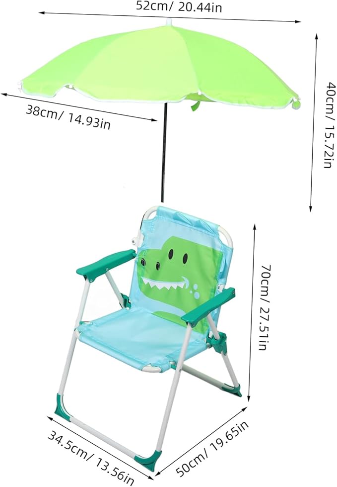 KICHOUSE Camping Chair for Boys and Girls Integrated Umbrella Frame Portable Folding Beach Chair for Outdoor Use