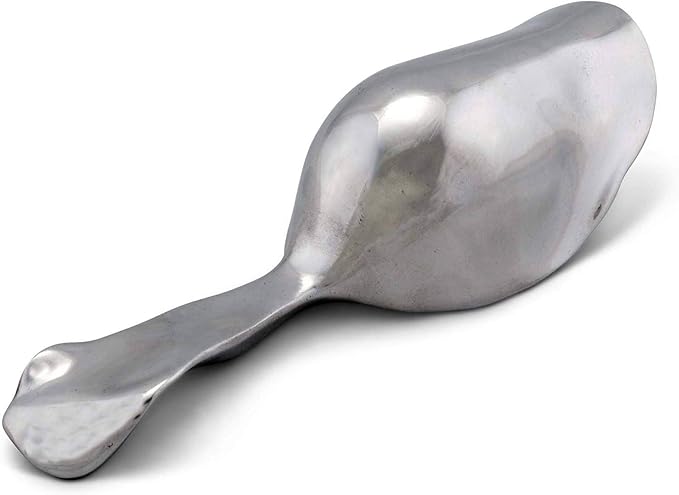 Arthur Court Modern Carmel Pattern Metal Handle Bar Ice Scoop Dry Bin Scoop Dry Goods Scoop Candy Scoop Spice Scoop Sand Casted and Hand Polished Aluminum 8 inch Long