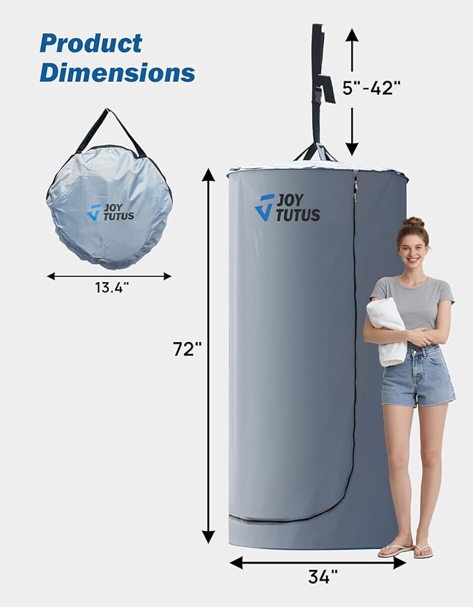 JOYTUTUS Pop-Up Shower Tent for Car Easy Set-up SUV Tailgate Changing Tent with Suction Cups and Buckles for Beach Outdoor Camping Toilet Portable Privacy Dressing Room with Moisture Barrier &amp