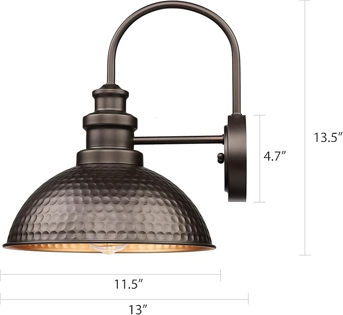 Outdoor Barn Light Fixture 11.5” Farmhouse Exterior Wall Sconce Industrial Wall Mount Porch Light Weather Resistant Outside Lighting for Patio Garage Yard E26 Base Oil Rubbed Bronze 8 Pack