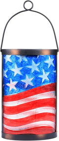 Hanging Solar Lantern Outdoor Decorative Waterproof LED Solar American Flag Lights Tabletop Lamp for Outdoor Patio Garden