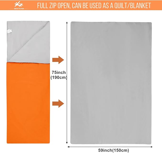 Warm Weather Sleeping Bag - Portable Waterproof Compact Lightweight Packable for Kids Teens Adults Camping Backpacking Hiking Spring Summer Fall