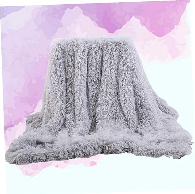 STOBAZA Plush Fleece Throw Blanket Soft Warm Solid Color Blanket for Home Winter Camping Lightweight in Light Grey