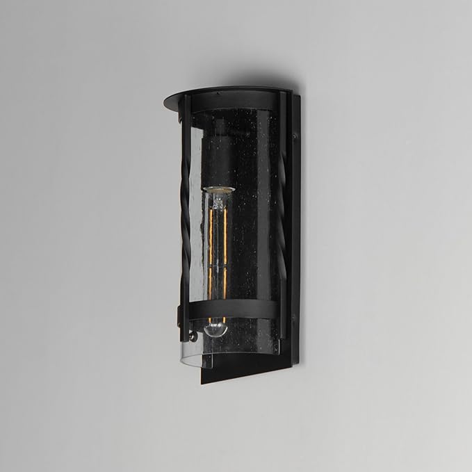 Maxim Lighting 30191CDBK I Foundry Collection 12 Inch One Light Outdoor Wall Sconce I Black Finish I Modern Contemporary Light Fixture I Adjustable Height I