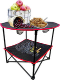 2 Tier Outdoor Camping Gear Foldable Camping Table with Carry Bag and 4 Cup HoldersLightweight Collapsible Canvas Table for Beach Picnic BBQCampfiresFishingHikingTailgating
