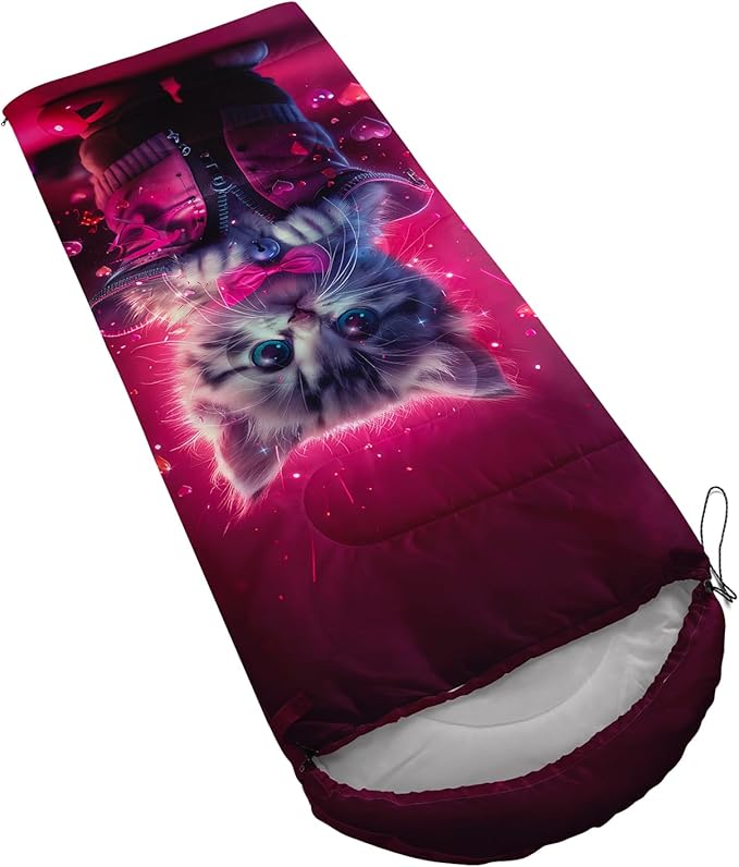 AILONEN Kawaii Panda Sleeping BagsLightweight &amp Waterproof3 Season Warm &amp Cool WeatherDreamy Purple Flower Animal Themed Sleeping Bags for BoysGirlsKidsAdults TravellingOutdoors