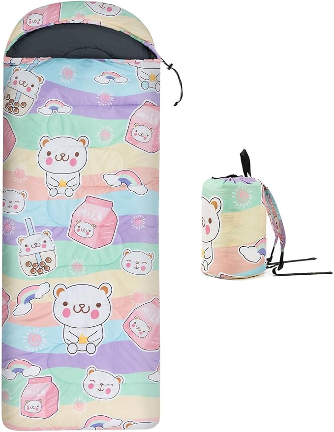 Kids Sleeping Bag for Camping - Lightweight 3 Season Child Backpacking Sleeping Bag and 1-Person Lightweight Backpacking Tent - Waterproof Tent for Single Person