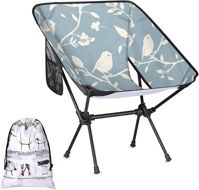 Honeybaby Folding Camping Chair Branches Birds Camping Chairs Lightweight Portable Chair Outdoor Foldable Chairs for Camping Travel Picnic Beach Hiking