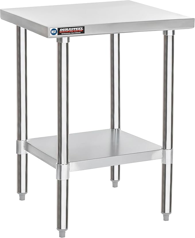 DuraSteel 24x24 Stainless Steel Prep Table - NSF Commercial Outdoor Grill Worktable - Metal Side Mixer Stand with Under Shelf - For Laundry Room Kitchen Small Spaces