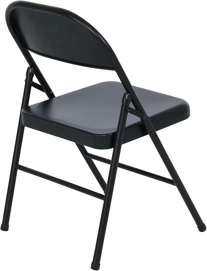 Steel Folding Chair with Cross Leg Braces Construction and Foot Caps for Study Rooms Conferences and Office Use Black 6 Pack