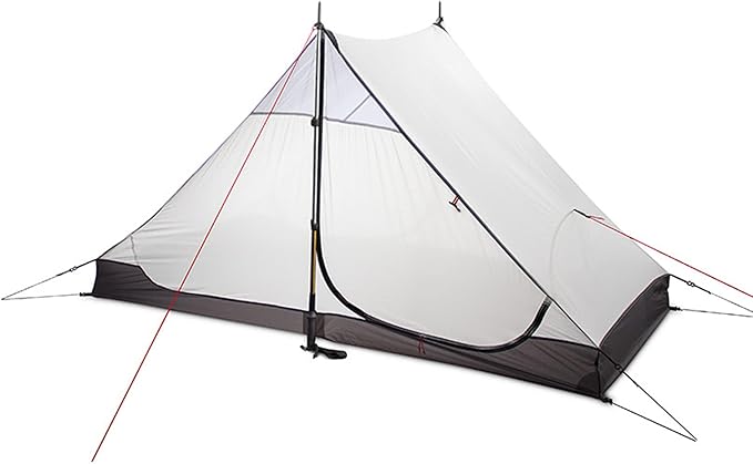3F UL GEAR Lanshan 2 Person Tent Hiking Ultralight Camping Tent Professional 15D Silnylon Rodless Trekking Pole Tent Waterproof Backpacking Outdoor for Camping Bivvy