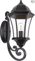 19.5in Large Outdoor Wall Light Fixture for Porch Bronze Aluminum Exterior Door Lantern Light with Wall Mount Outside Wall Sconce with Clear Seeded Glass