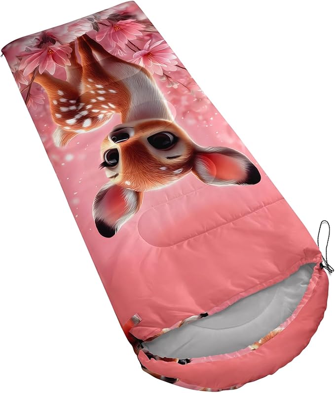 AILONEN Cartoon Camping Sleeping Bag for Boys Girls AdultsLightweight &amp Waterproof3 Season Warm &amp Cold WeatherPortablePrinted Sleeping BagTravelingCampingHiking