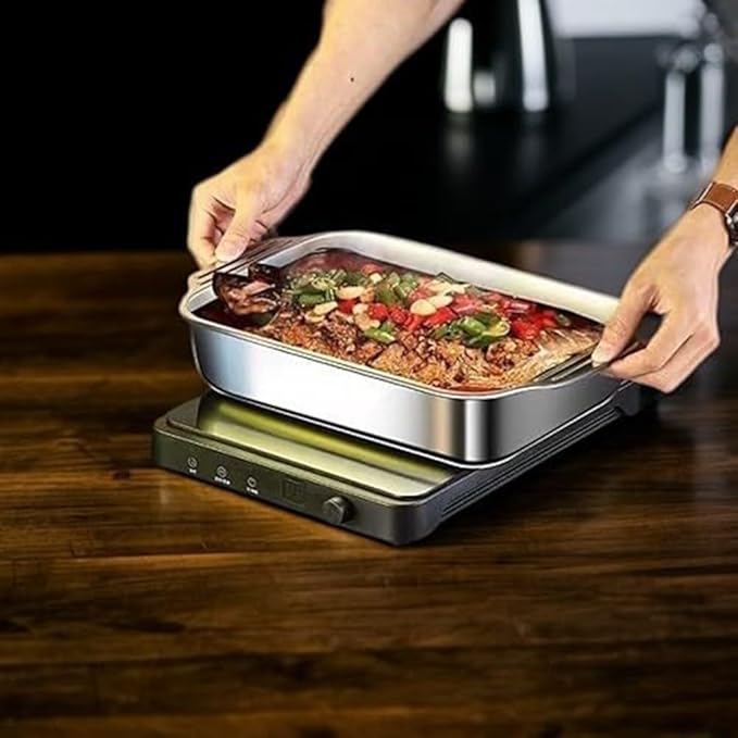 18x11 Inch Commercial Stainless Steel Pan with Lid and Cool Touch Handles Suitable for Lasagna Casseroles Sheet Pan Dinners and Bread Proofing