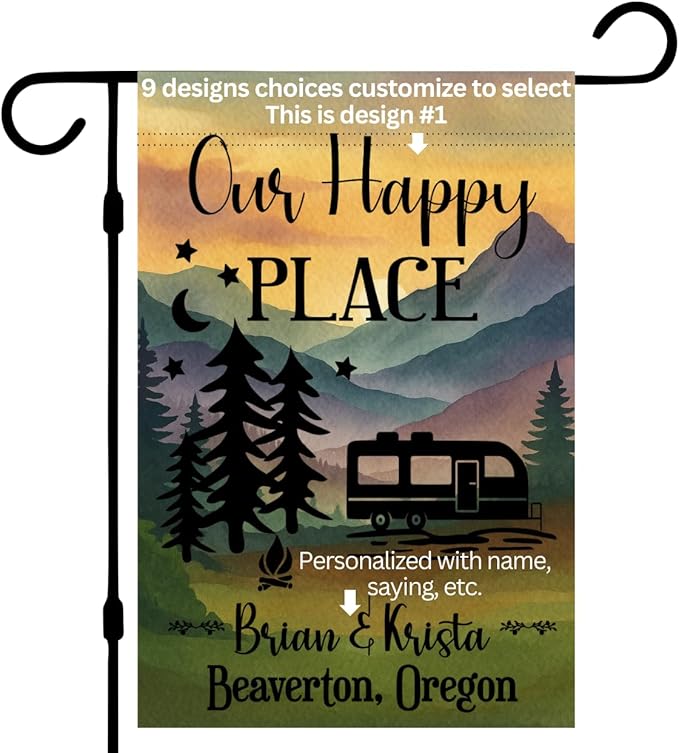 Campsite Decoration Camper Garden Flag Personalized Camper Sign Gift for camper Custom outdoor camping decor unique yard decor for RV travel trailer Motorhome tent van life