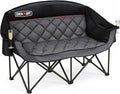 Overmont Oversized XLL Camping Chair for Adults - 850LBS Sopport Heavy-Duty Padded Folding Chair with Pocket Cup Holder Cooling Bag Wine Racks for Outdoor Sports Garden Beach Fishing Lawn Blk Loveseat
